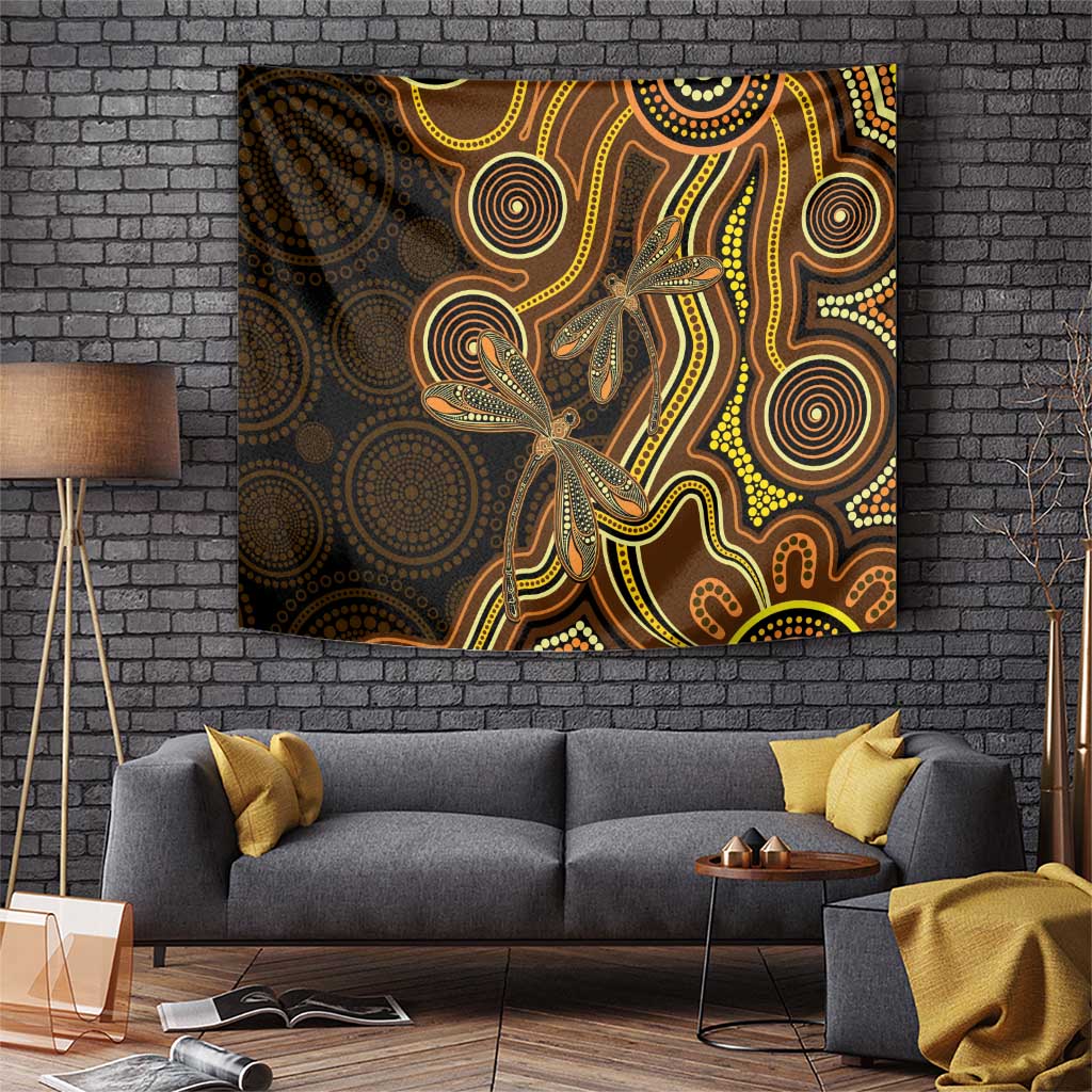 Orange Indigenous Dragonfly Australia Tapestry Aboriginal Art - Vibe Hoodie