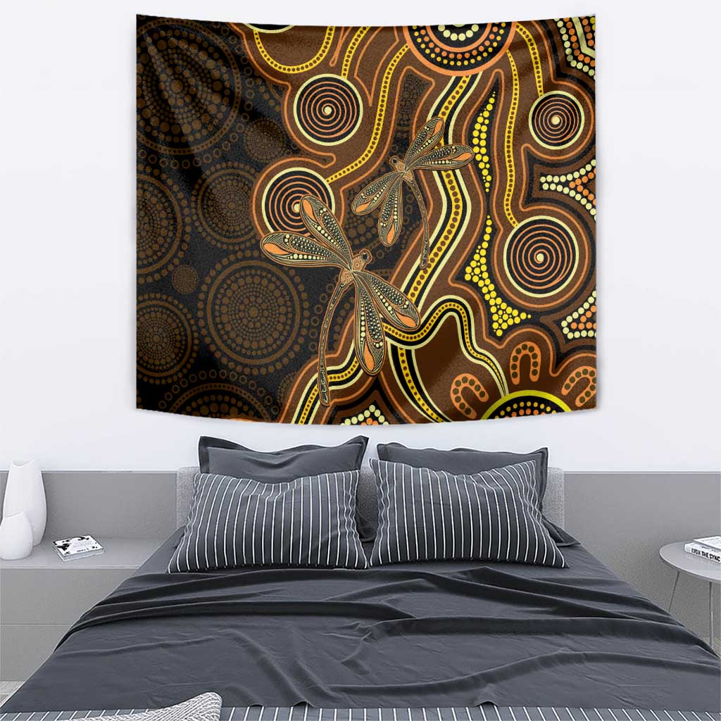 Orange Indigenous Dragonfly Australia Tapestry Aboriginal Art - Vibe Hoodie