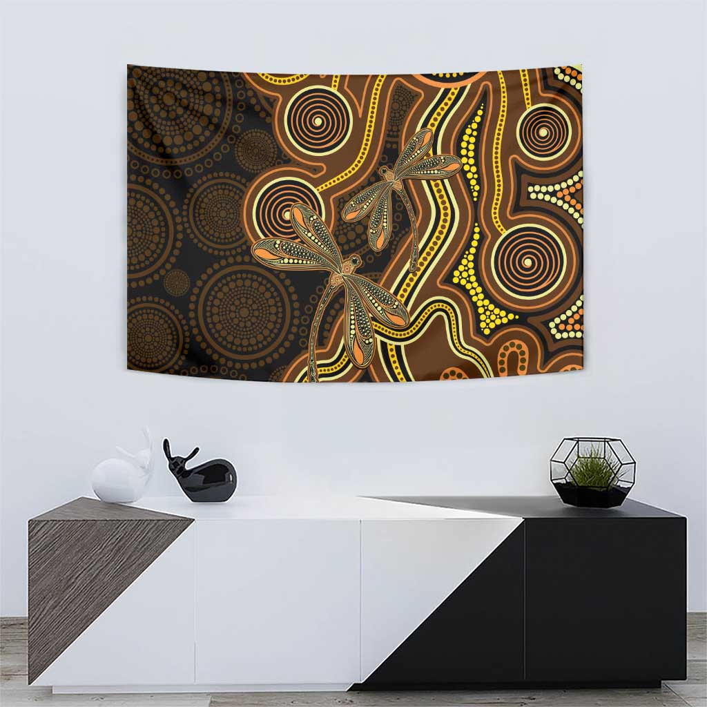 Orange Indigenous Dragonfly Australia Tapestry Aboriginal Art - Vibe Hoodie