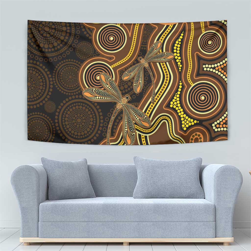 Orange Indigenous Dragonfly Australia Tapestry Aboriginal Art - Vibe Hoodie