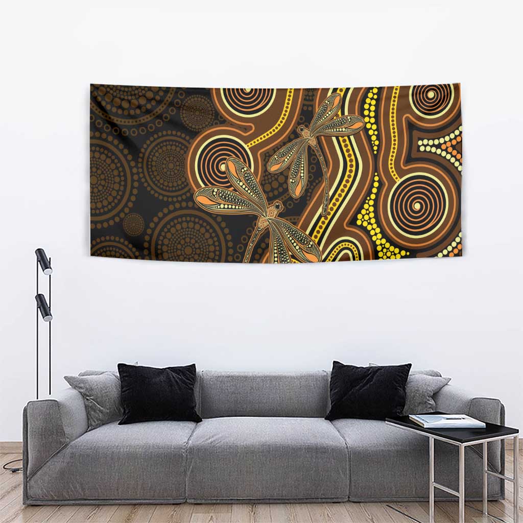 Orange Indigenous Dragonfly Australia Tapestry Aboriginal Art - Vibe Hoodie