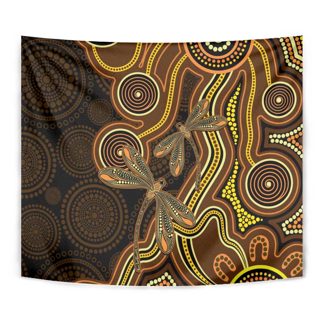 Orange Indigenous Dragonfly Australia Tapestry Aboriginal Art - Vibe Hoodie