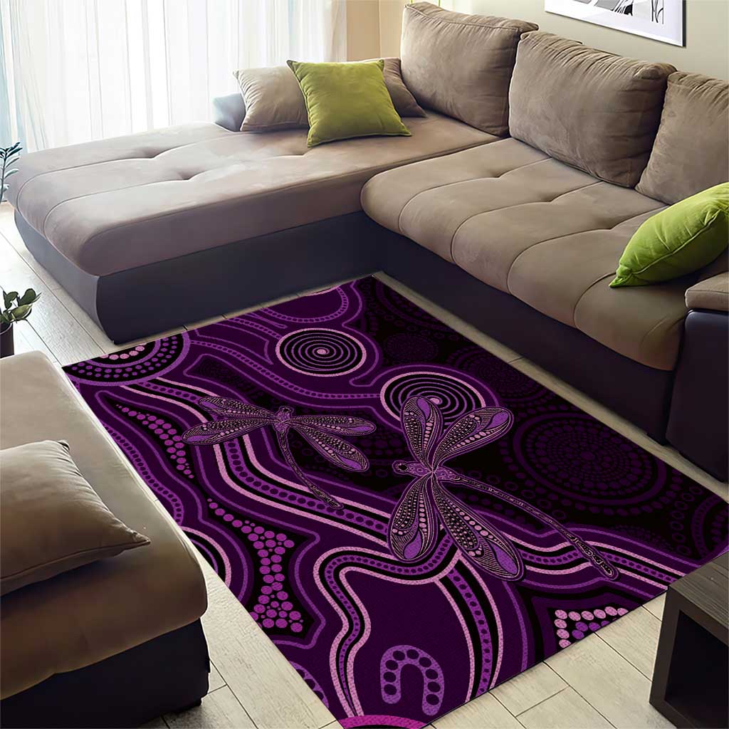 Purple Indigenous Dragonfly Australia Area Rug Aboriginal Art - Vibe Hoodie