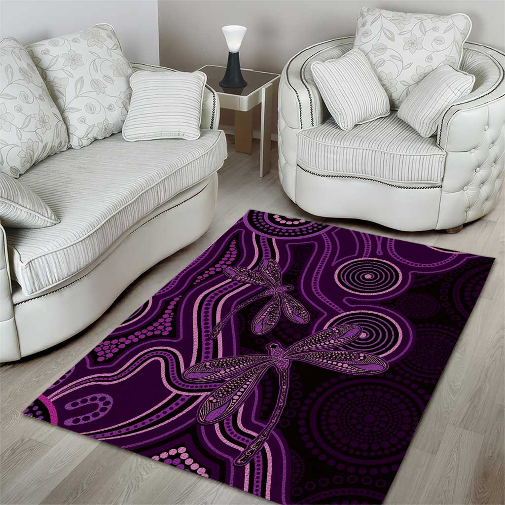 Purple Indigenous Dragonfly Australia Area Rug Aboriginal Art - Vibe Hoodie