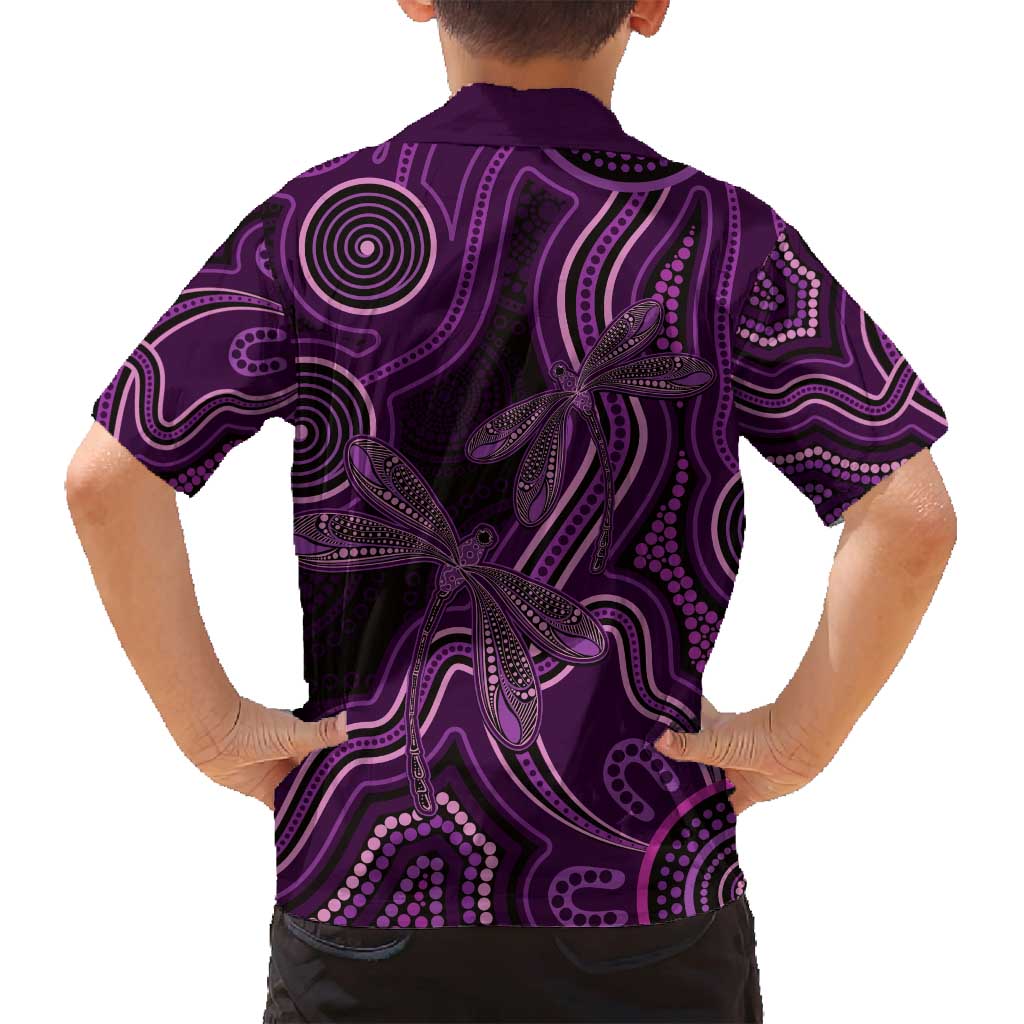 Purple Indigenous Dragonfly Australia Family Matching Long Sleeve Bodycon Dress and Hawaiian Shirt Aboriginal Art - Vibe Hoodie