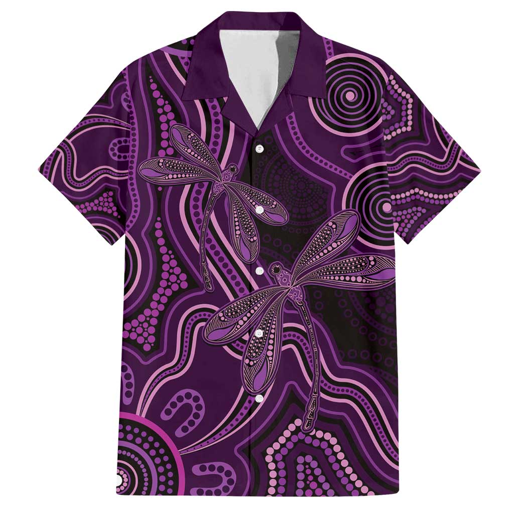 Purple Indigenous Dragonfly Australia Family Matching Long Sleeve Bodycon Dress and Hawaiian Shirt Aboriginal Art - Vibe Hoodie