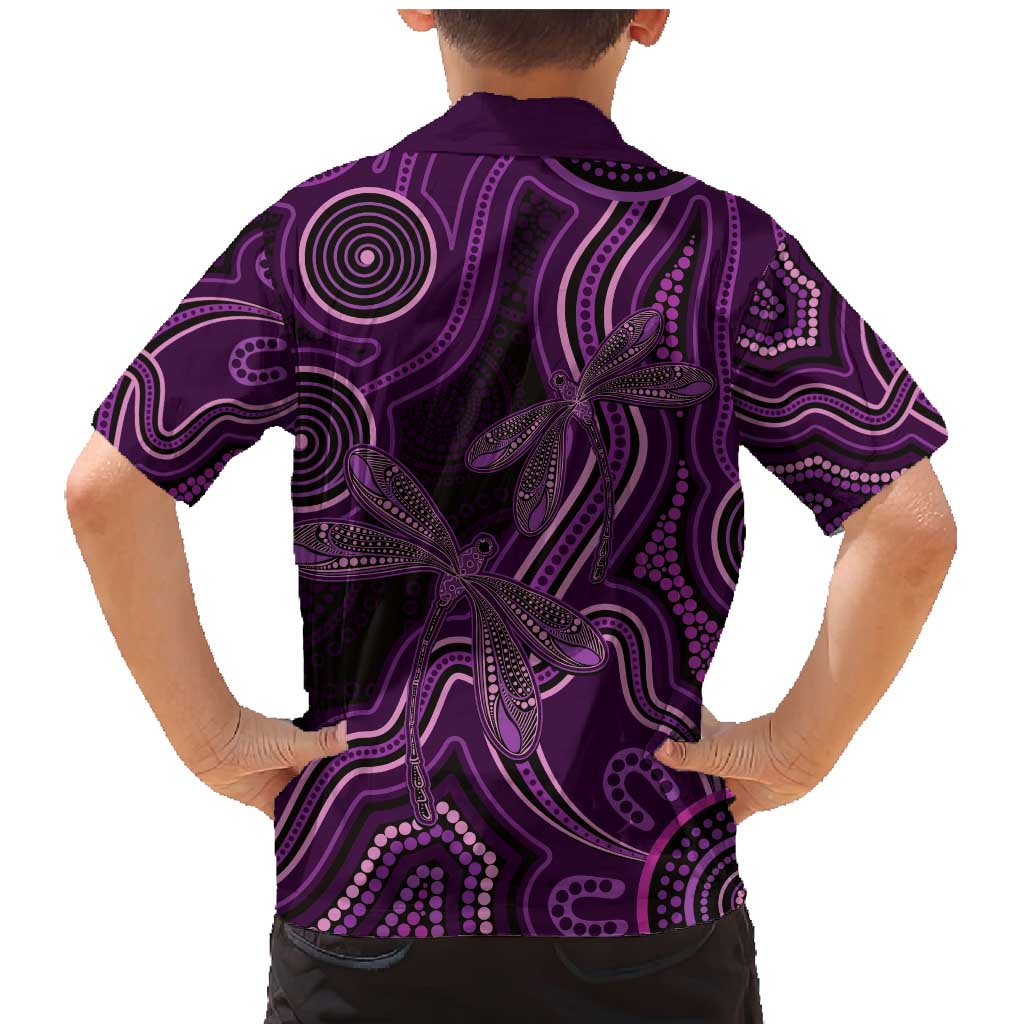 Purple Indigenous Dragonfly Australia Family Matching Mermaid Dress and Hawaiian Shirt Aboriginal Art - Vibe Hoodie