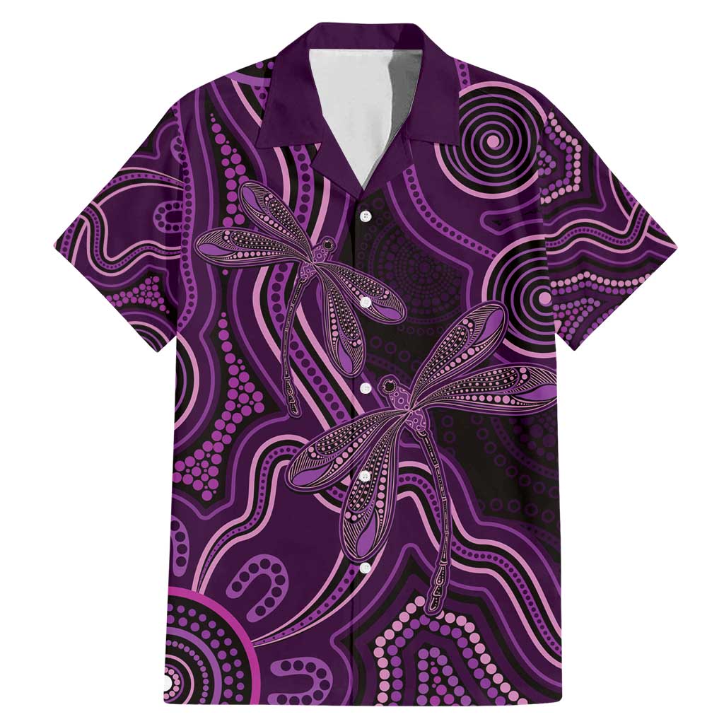 Purple Indigenous Dragonfly Australia Family Matching Mermaid Dress and Hawaiian Shirt Aboriginal Art - Vibe Hoodie