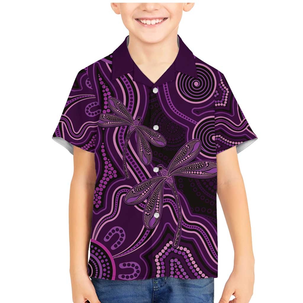 Purple Indigenous Dragonfly Australia Family Matching Mermaid Dress and Hawaiian Shirt Aboriginal Art - Vibe Hoodie