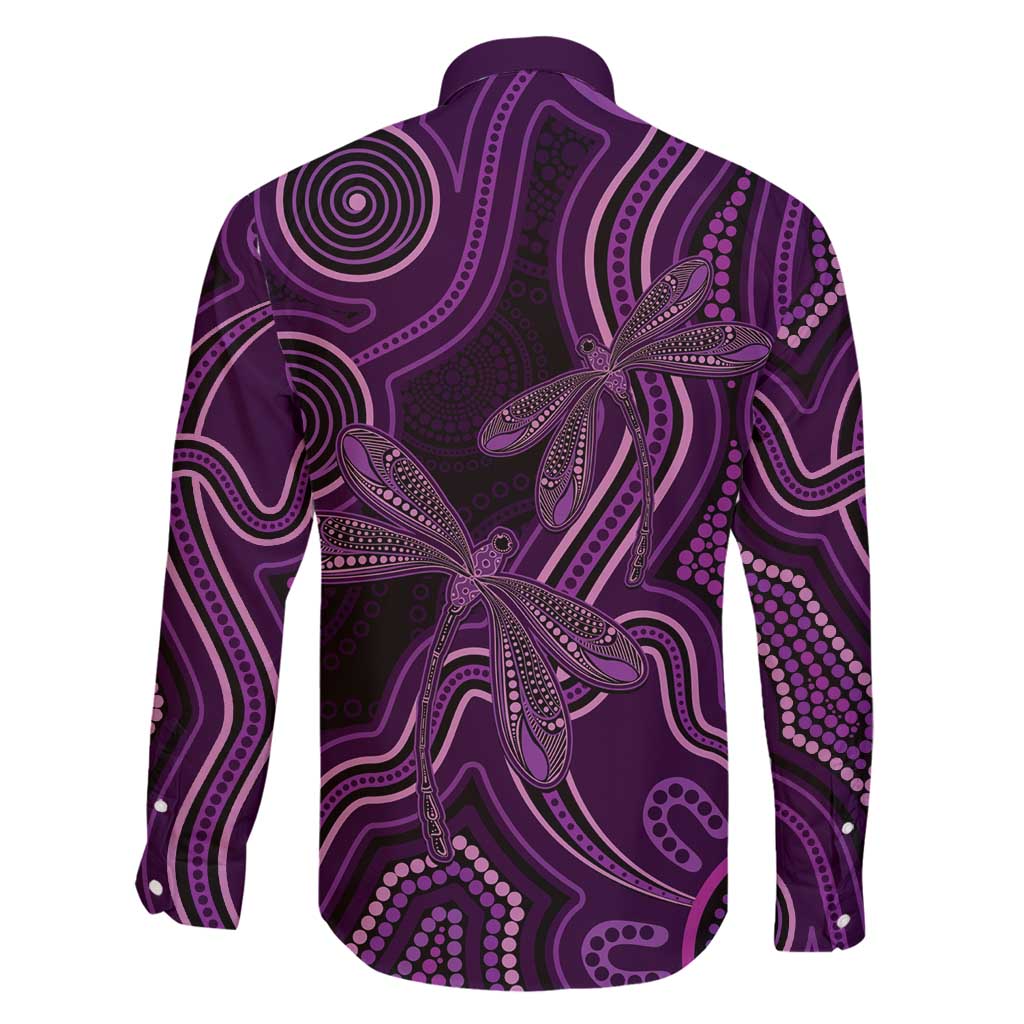 Purple Indigenous Dragonfly Australia Family Matching Off Shoulder Maxi Dress and Hawaiian Shirt Aboriginal Art - Vibe Hoodie
