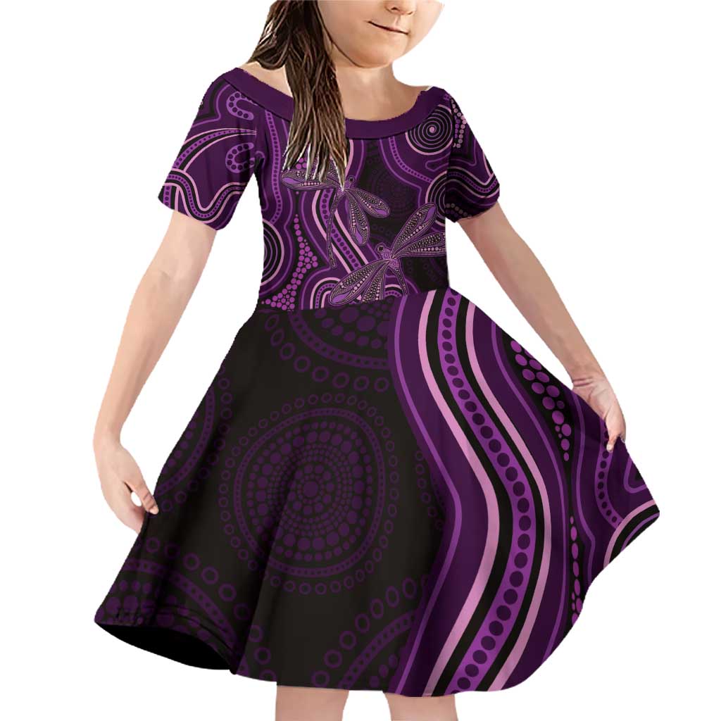 Purple Indigenous Dragonfly Australia Family Matching Off Shoulder Short Dress and Hawaiian Shirt Aboriginal Art - Vibe Hoodie