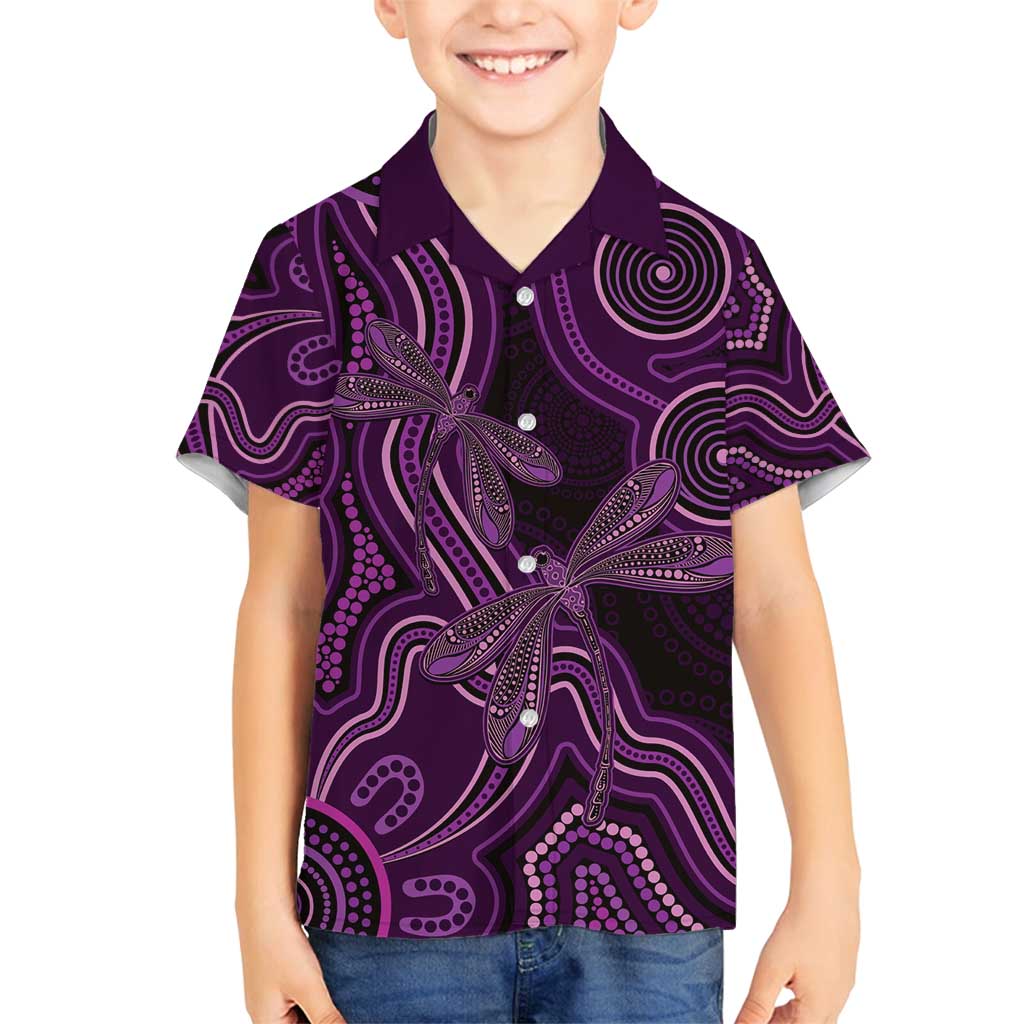 Purple Indigenous Dragonfly Australia Family Matching Off Shoulder Short Dress and Hawaiian Shirt Aboriginal Art - Vibe Hoodie