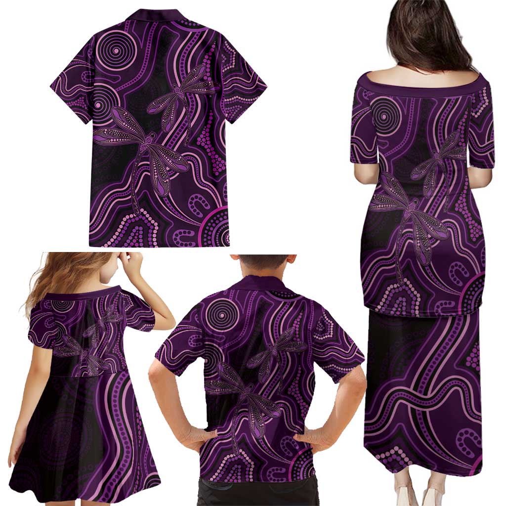 Purple Indigenous Dragonfly Australia Family Matching Puletasi and Hawaiian Shirt Aboriginal Art - Vibe Hoodie