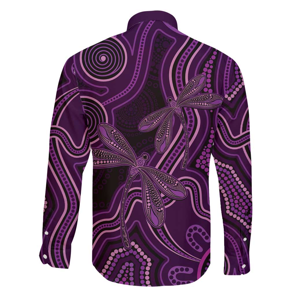 Purple Indigenous Dragonfly Australia Family Matching Short Sleeve Bodycon Dress and Hawaiian Shirt Aboriginal Art - Vibe Hoodie