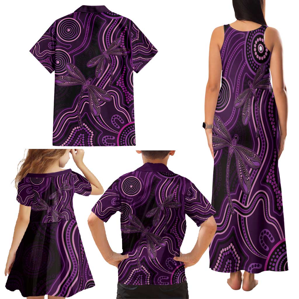 Purple Indigenous Dragonfly Australia Family Matching Tank Maxi Dress and Hawaiian Shirt Aboriginal Art - Vibe Hoodie
