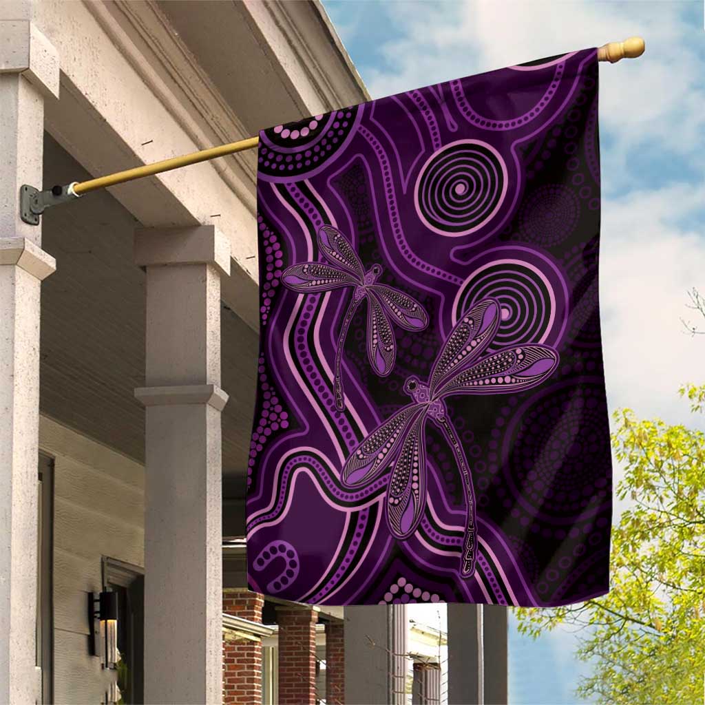 Purple Indigenous Dragonfly Australia Garden Flag Aboriginal Art - Vibe Hoodie