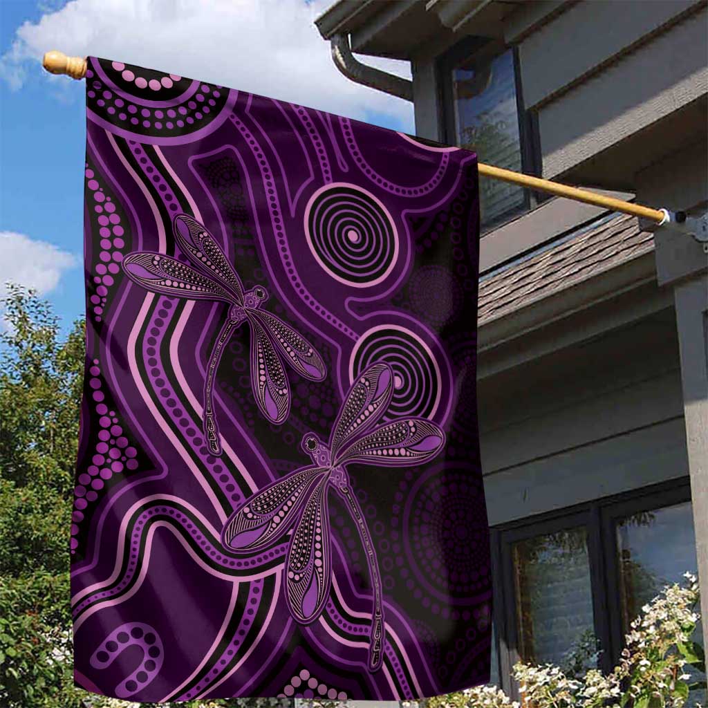 Purple Indigenous Dragonfly Australia Garden Flag Aboriginal Art - Vibe Hoodie