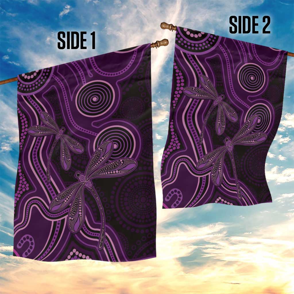 Purple Indigenous Dragonfly Australia Garden Flag Aboriginal Art - Vibe Hoodie