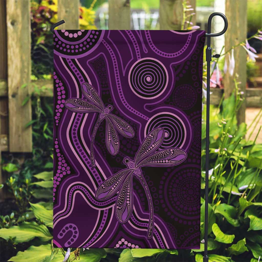 Purple Indigenous Dragonfly Australia Garden Flag Aboriginal Art - Vibe Hoodie