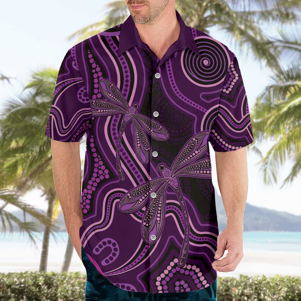 Purple Indigenous Dragonfly Australia Hawaiian Shirt Aboriginal Art - Vibe Hoodie