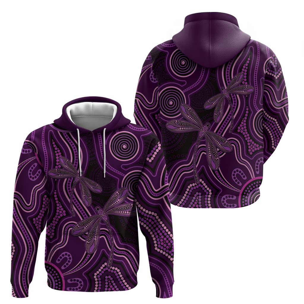 Purple Indigenous Dragonfly Australia Hoodie Aboriginal Art - Vibe Hoodie
