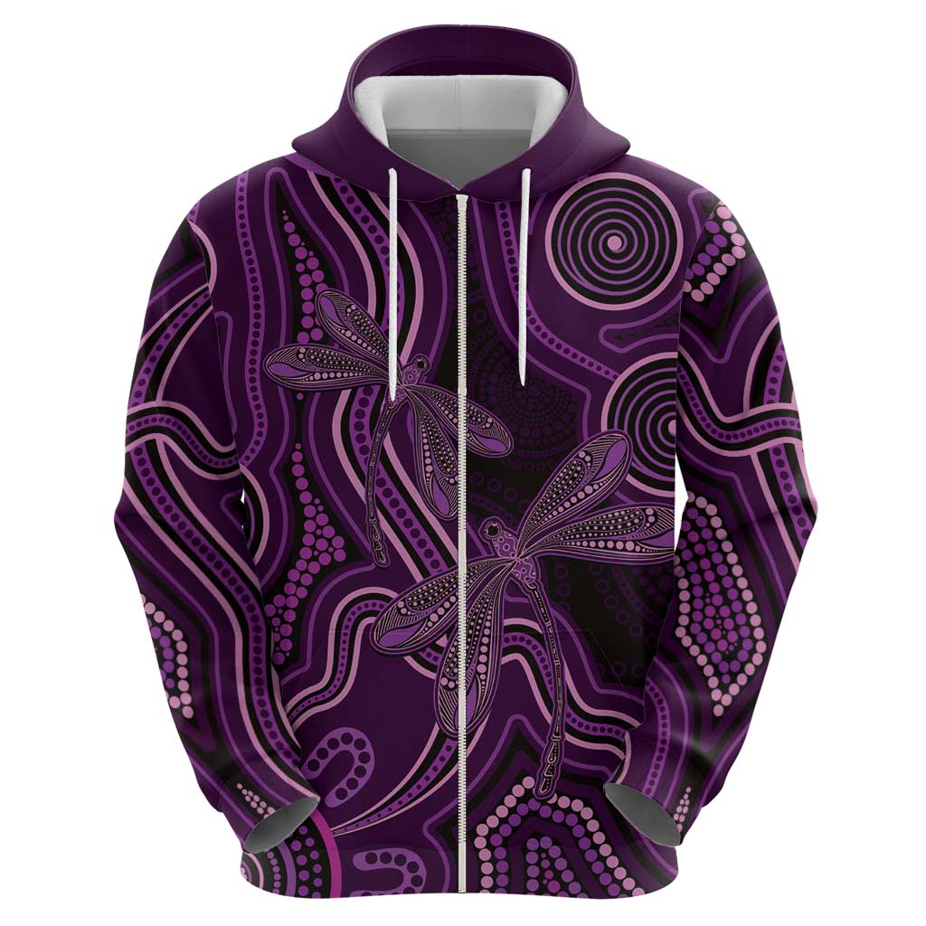 Purple Indigenous Dragonfly Australia Hoodie Aboriginal Art - Vibe Hoodie