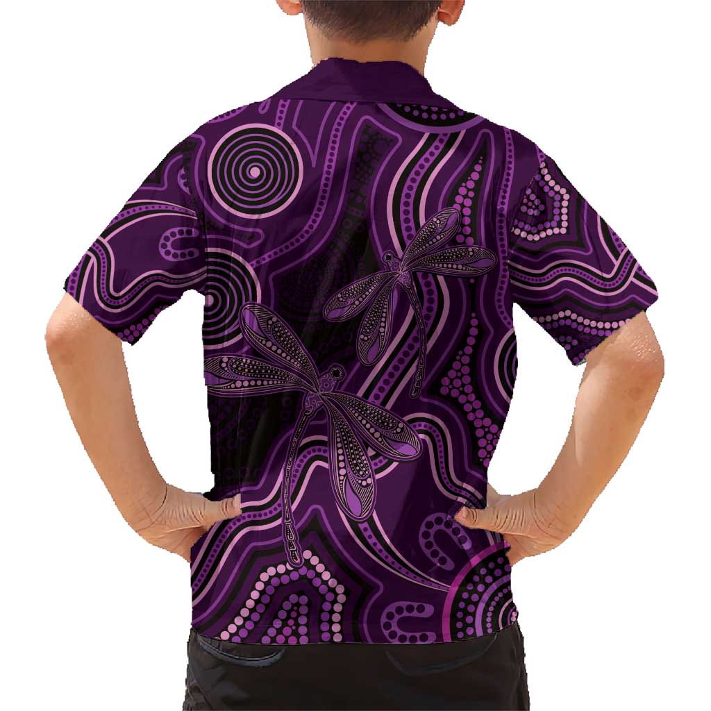 Purple Indigenous Dragonfly Australia Kid Hawaiian Shirt Aboriginal Art - Vibe Hoodie