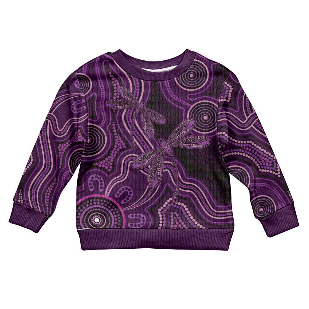 Purple Indigenous Dragonfly Australia Kid Ugly Christmas Sweater Aboriginal Art - Vibe Hoodie