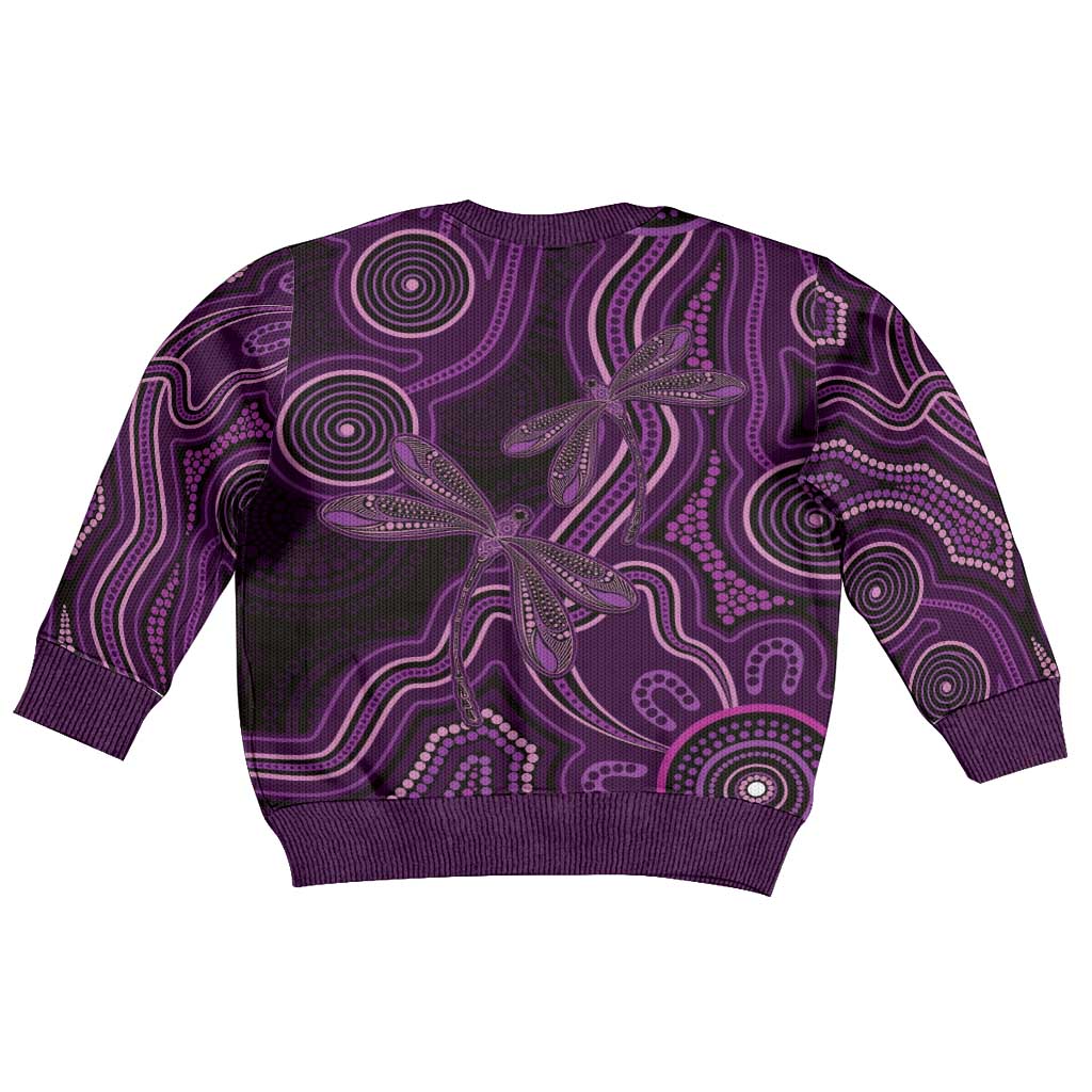 Purple Indigenous Dragonfly Australia Kid Ugly Christmas Sweater Aboriginal Art - Vibe Hoodie
