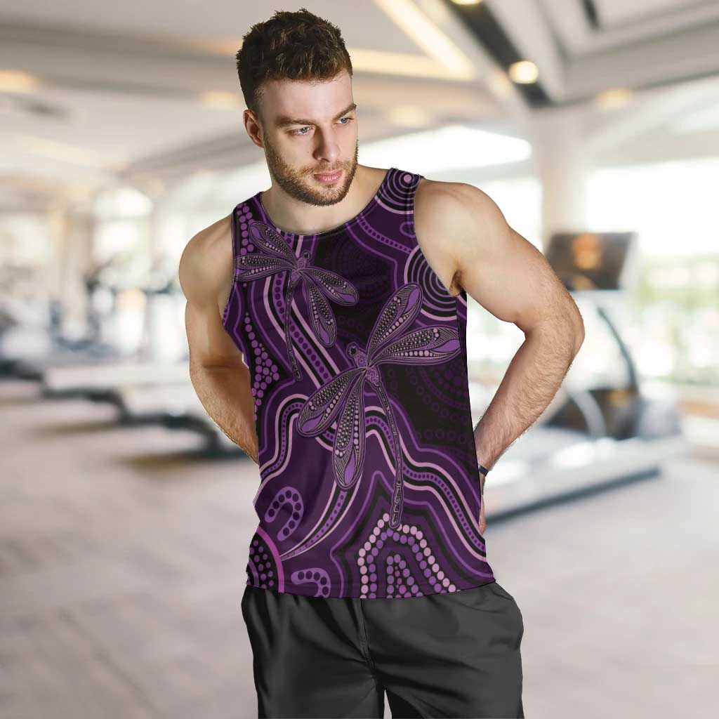 Purple Indigenous Dragonfly Australia Men Tank Top Aboriginal Art - Vibe Hoodie