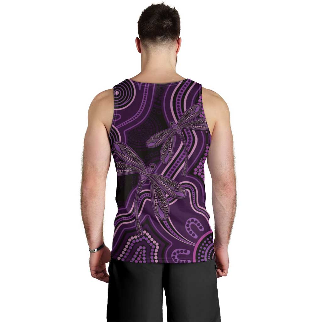 Purple Indigenous Dragonfly Australia Men Tank Top Aboriginal Art - Vibe Hoodie