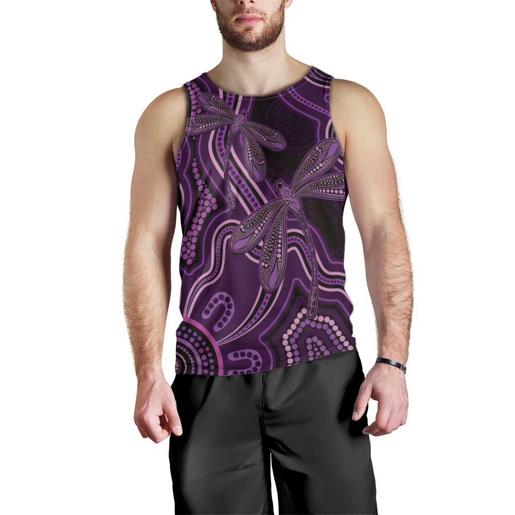 Purple Indigenous Dragonfly Australia Men Tank Top Aboriginal Art - Vibe Hoodie
