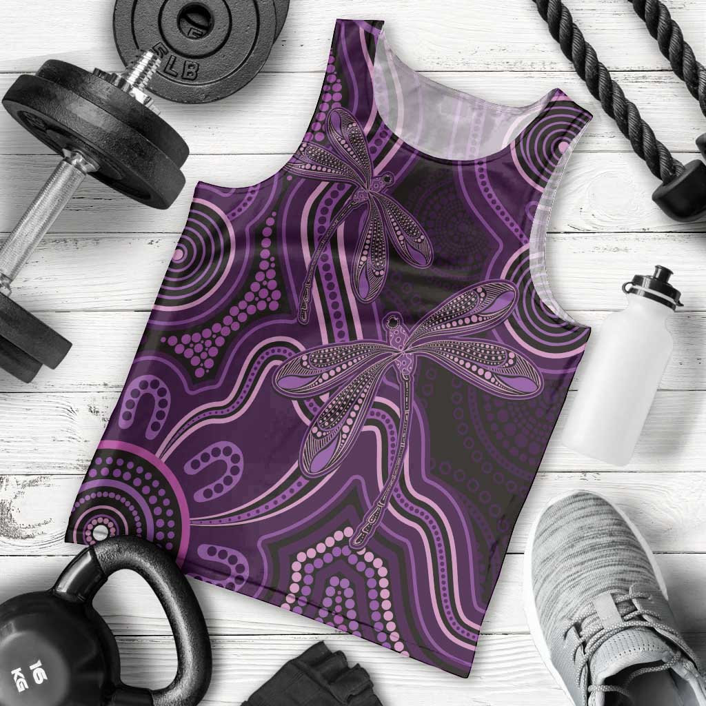 Purple Indigenous Dragonfly Australia Men Tank Top Aboriginal Art - Vibe Hoodie