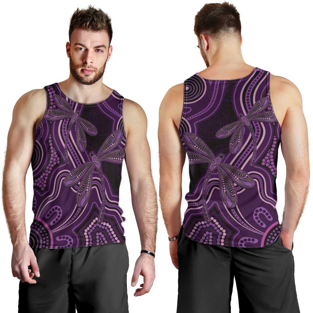 Purple Indigenous Dragonfly Australia Men Tank Top Aboriginal Art - Vibe Hoodie