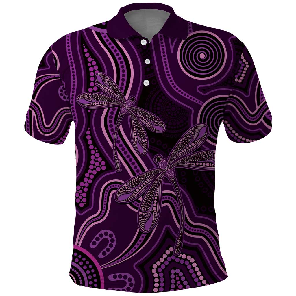 Purple Indigenous Dragonfly Australia Polo Shirt Aboriginal Art - Vibe Hoodie