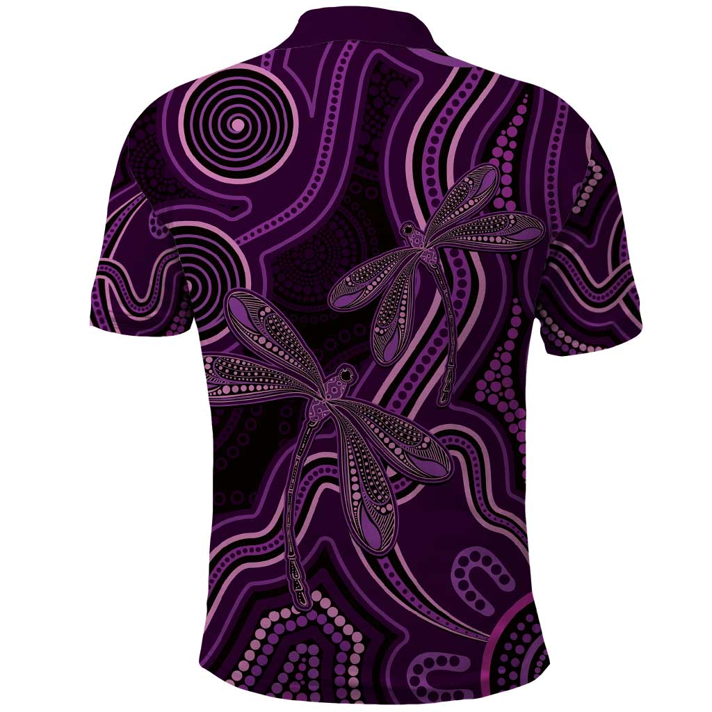Purple Indigenous Dragonfly Australia Polo Shirt Aboriginal Art - Vibe Hoodie
