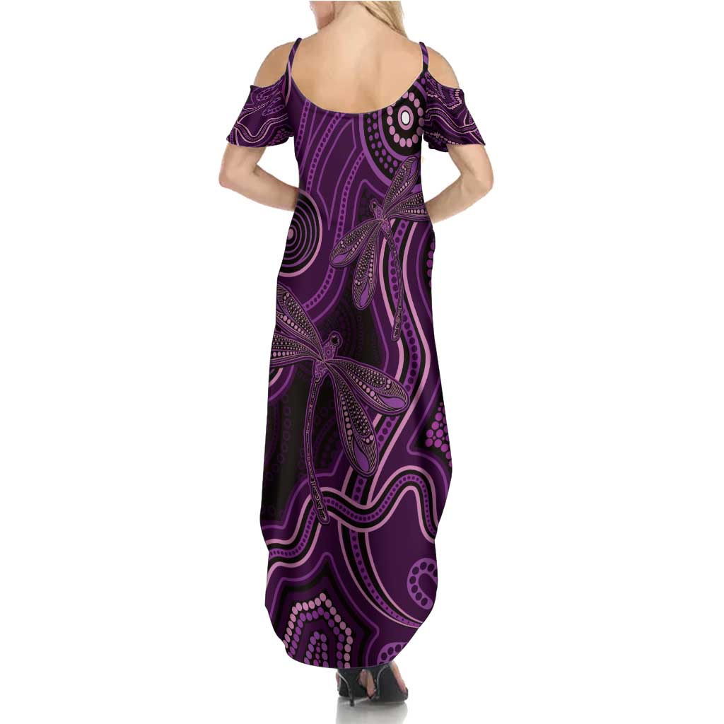 Purple Indigenous Dragonfly Australia Summer Maxi Dress Aboriginal Art - Vibe Hoodie