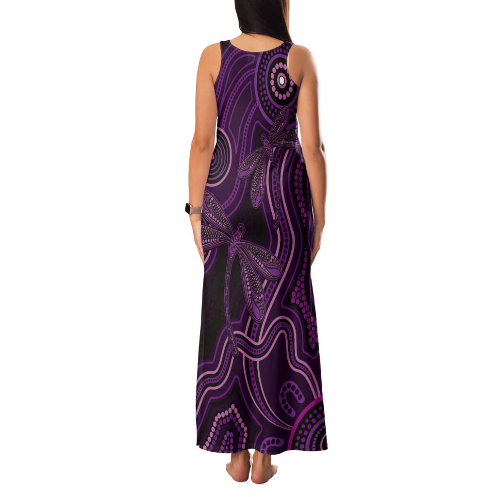 Purple Indigenous Dragonfly Australia Tank Maxi Dress Aboriginal Art - Vibe Hoodie