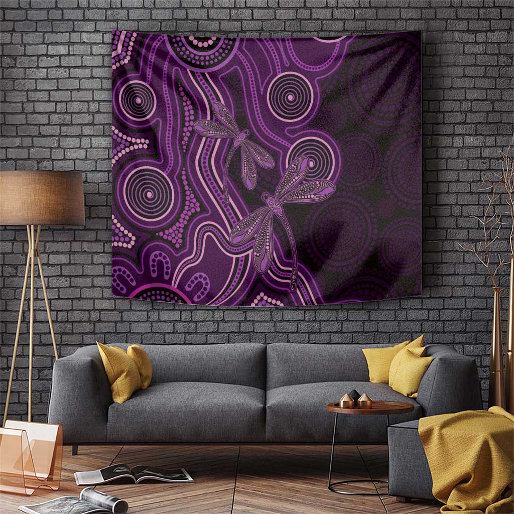 Purple Indigenous Dragonfly Australia Tapestry Aboriginal Art - Vibe Hoodie