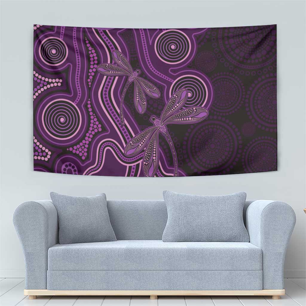 Purple Indigenous Dragonfly Australia Tapestry Aboriginal Art - Vibe Hoodie