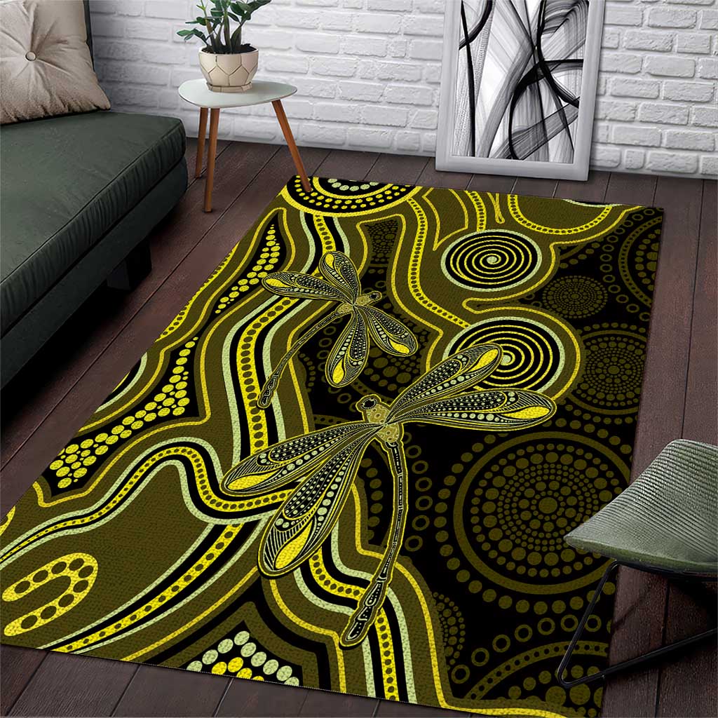 Yellow Indigenous Dragonfly Australia Area Rug Aboriginal Art - Vibe Hoodie