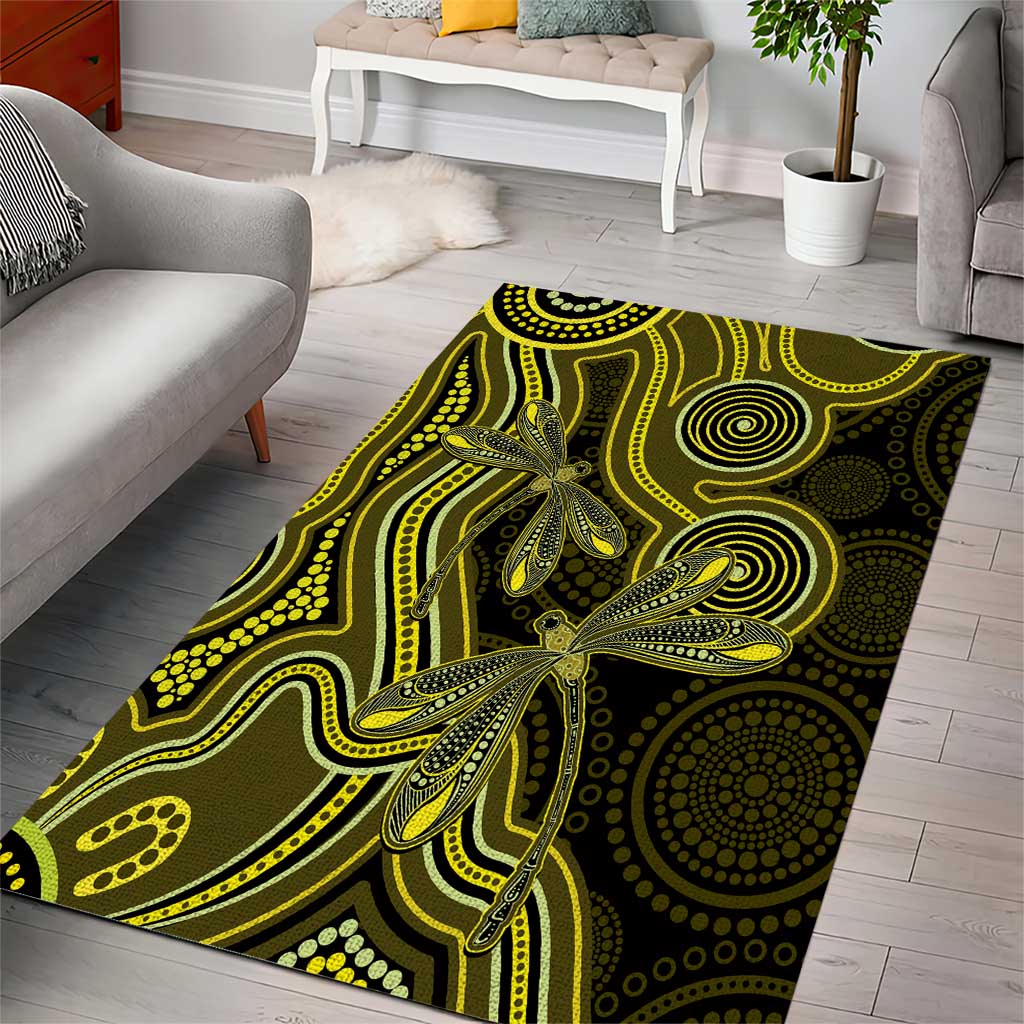 Yellow Indigenous Dragonfly Australia Area Rug Aboriginal Art - Vibe Hoodie