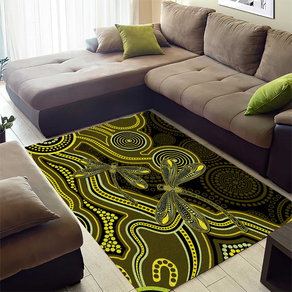 Yellow Indigenous Dragonfly Australia Area Rug Aboriginal Art - Vibe Hoodie