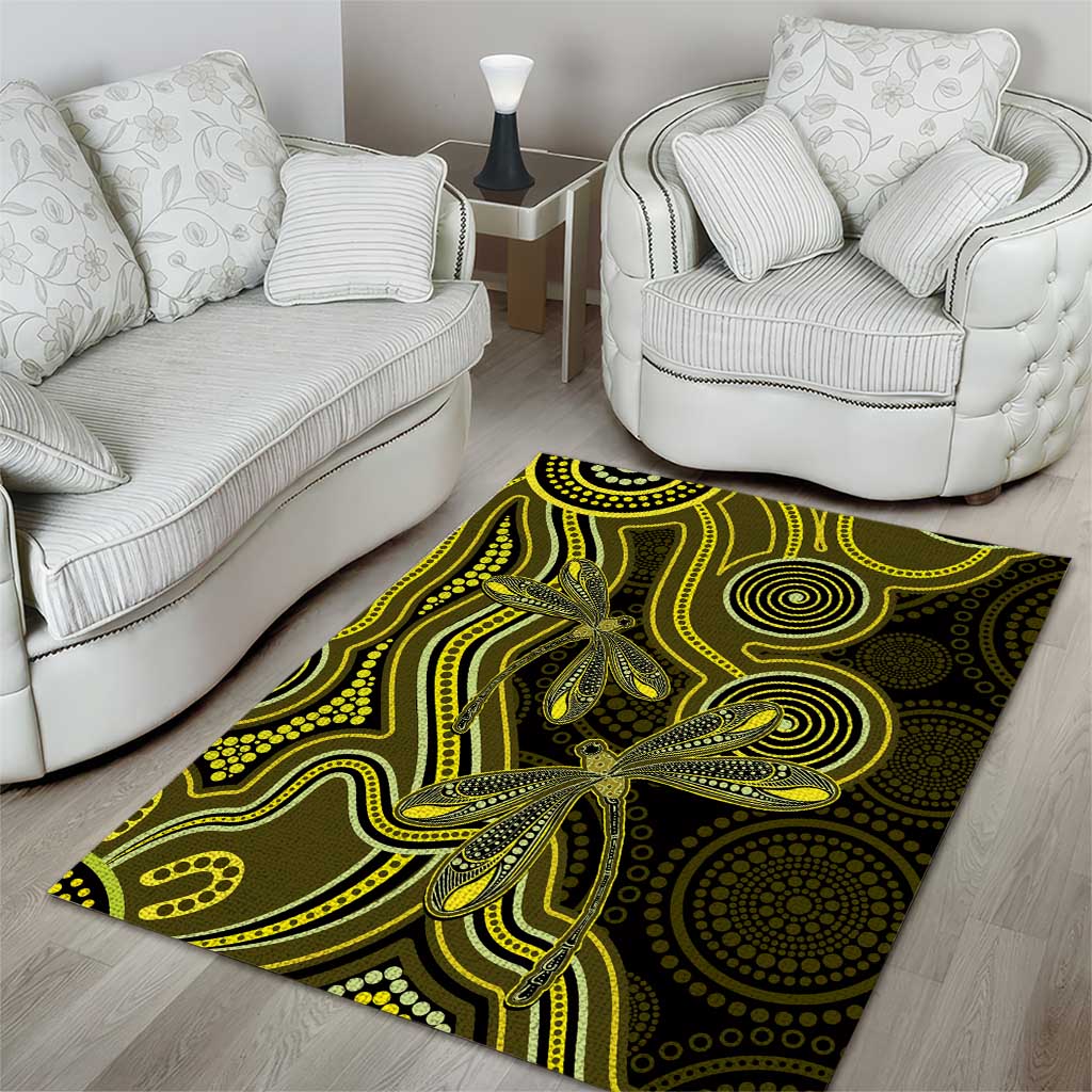 Yellow Indigenous Dragonfly Australia Area Rug Aboriginal Art - Vibe Hoodie