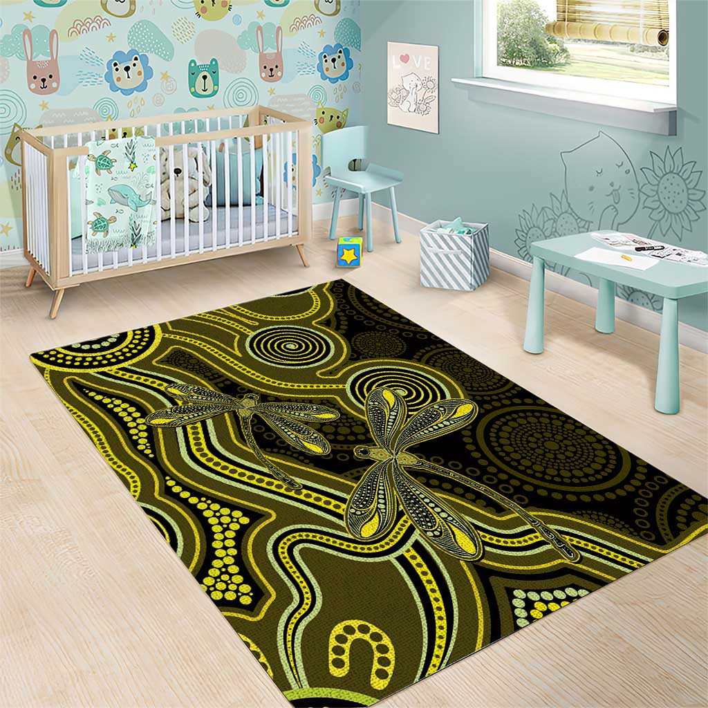 Yellow Indigenous Dragonfly Australia Area Rug Aboriginal Art - Vibe Hoodie