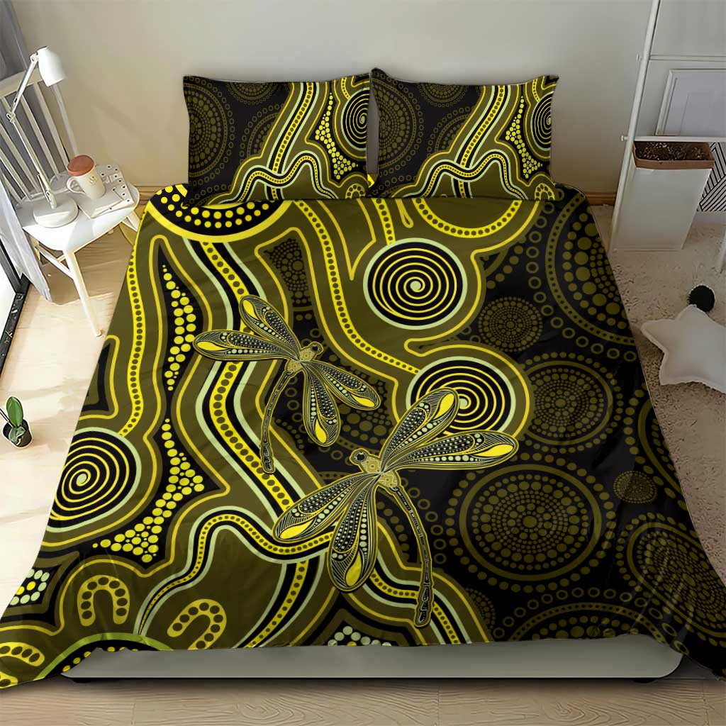 Yellow Indigenous Dragonfly Australia Bedding Set Aboriginal Art - Vibe Hoodie
