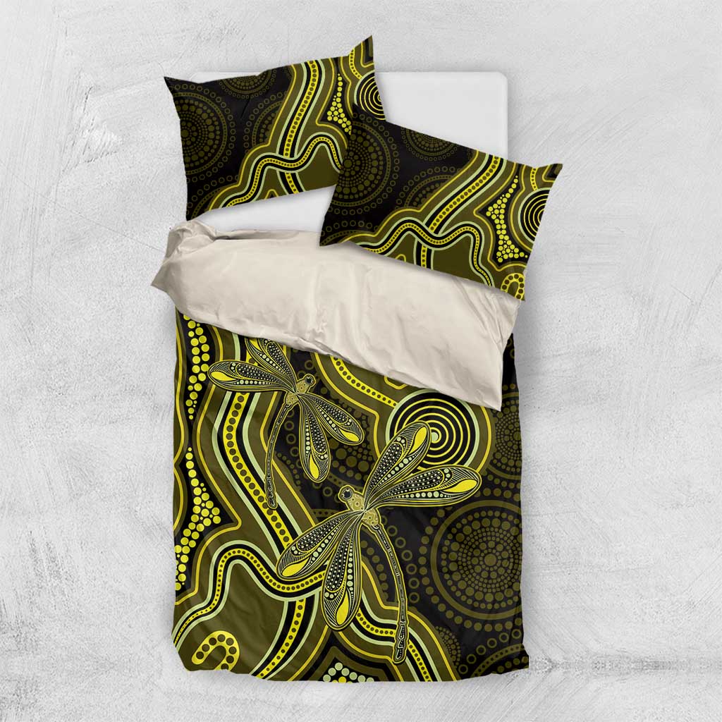 Yellow Indigenous Dragonfly Australia Bedding Set Aboriginal Art - Vibe Hoodie