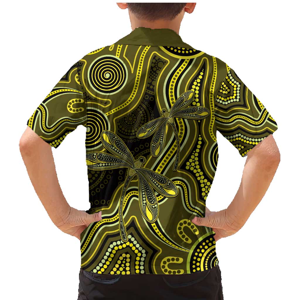 Yellow Indigenous Dragonfly Australia Family Matching Mermaid Dress and Hawaiian Shirt Aboriginal Art - Vibe Hoodie