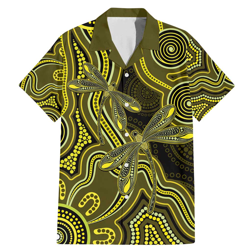Yellow Indigenous Dragonfly Australia Family Matching Mermaid Dress and Hawaiian Shirt Aboriginal Art - Vibe Hoodie