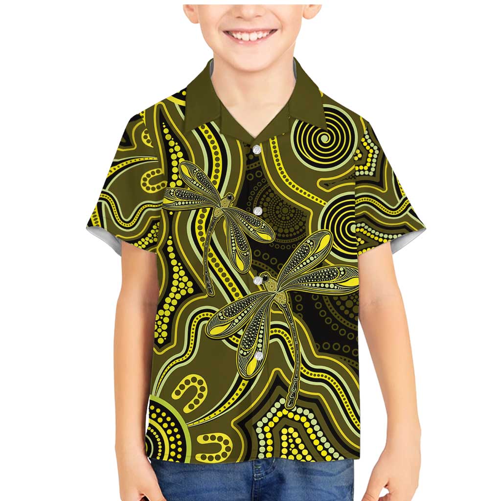 Yellow Indigenous Dragonfly Australia Family Matching Mermaid Dress and Hawaiian Shirt Aboriginal Art - Vibe Hoodie